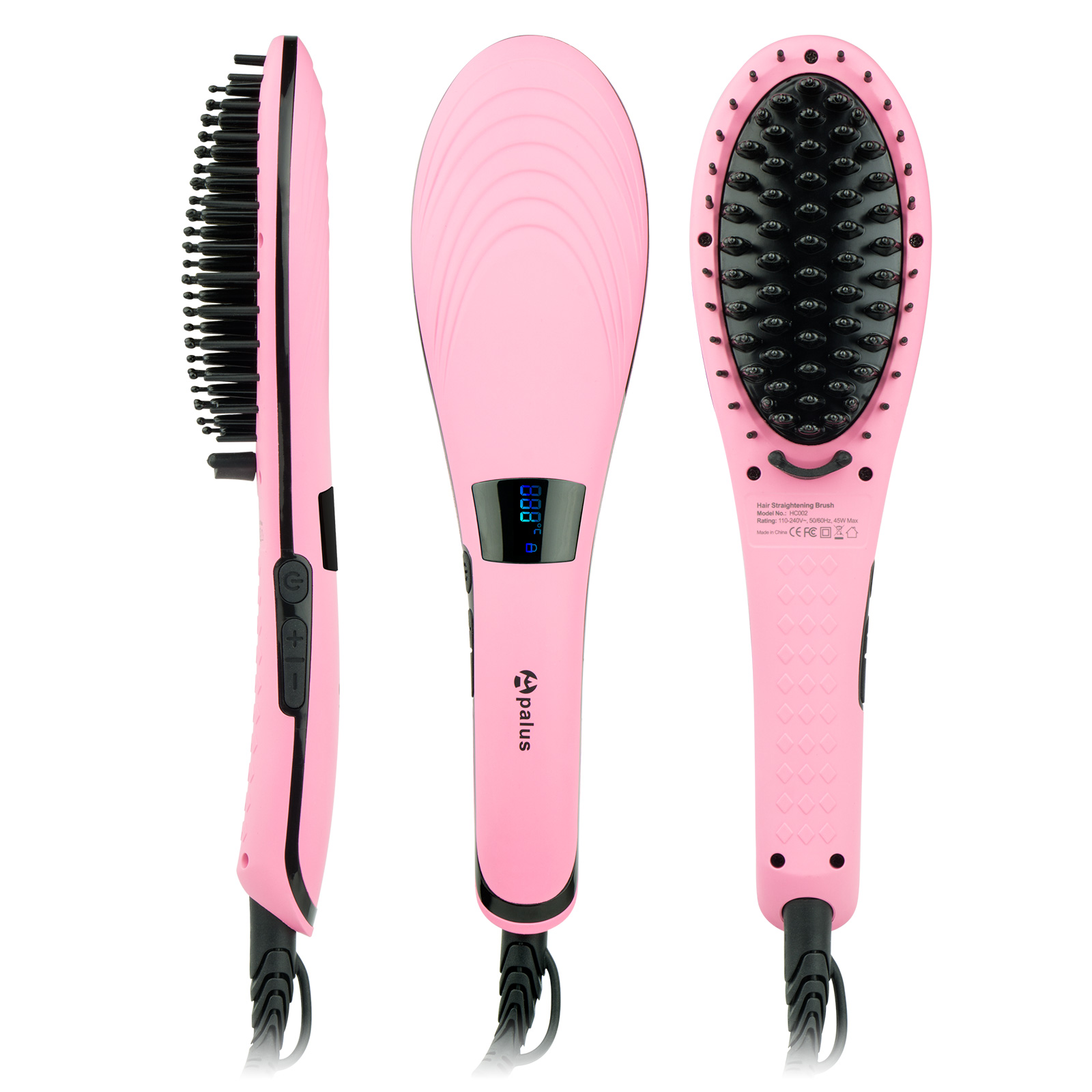 Apalus Ceramic Hair Straightening Brush Pink