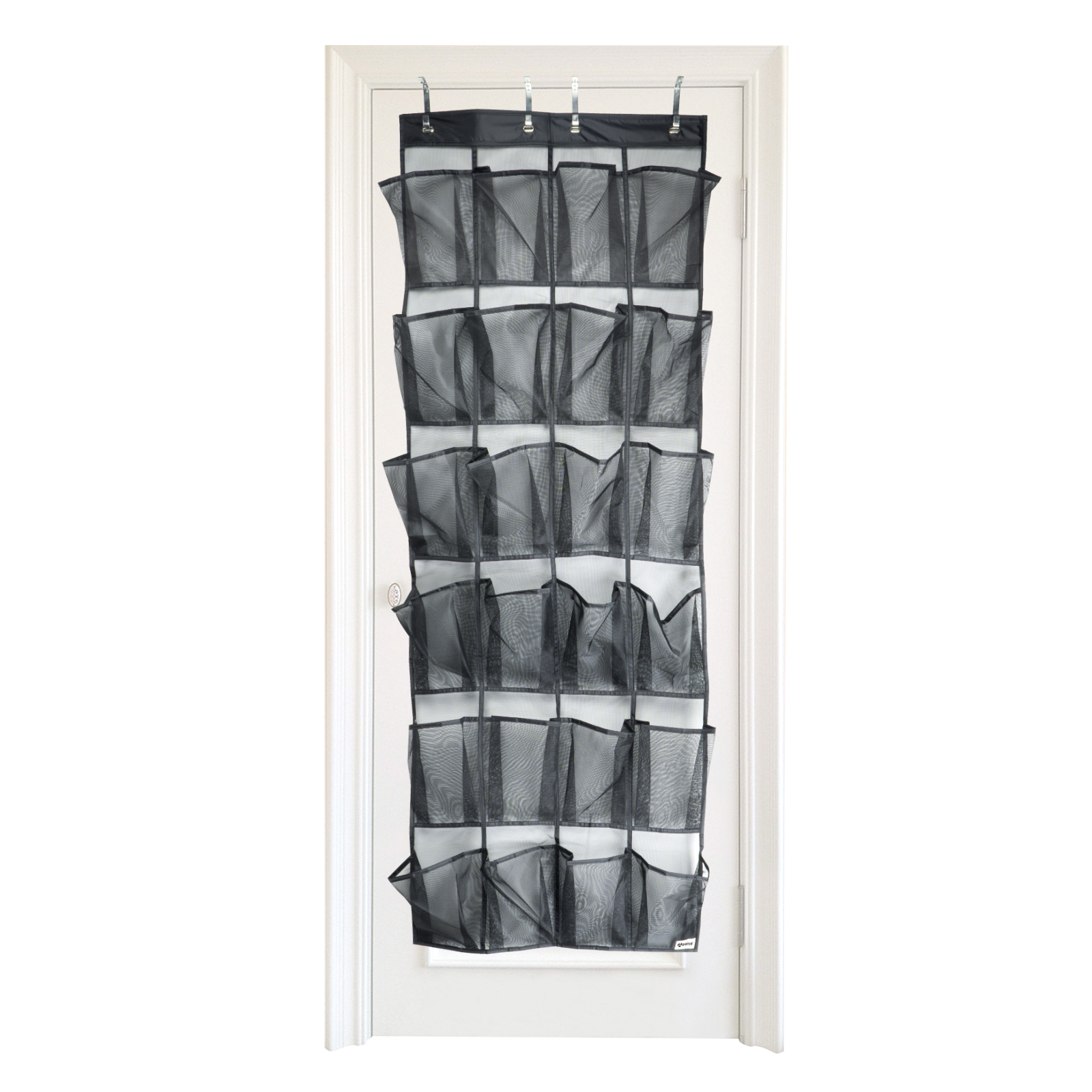 Apalus Over the Door Shoe Organizer, Door-mounted storage, Sneakers, Sandals Rack with Mesh Pockets for Easy storage with 4 Adjustable Door Hooks, Fits most door types/sizes (24 Pockets)