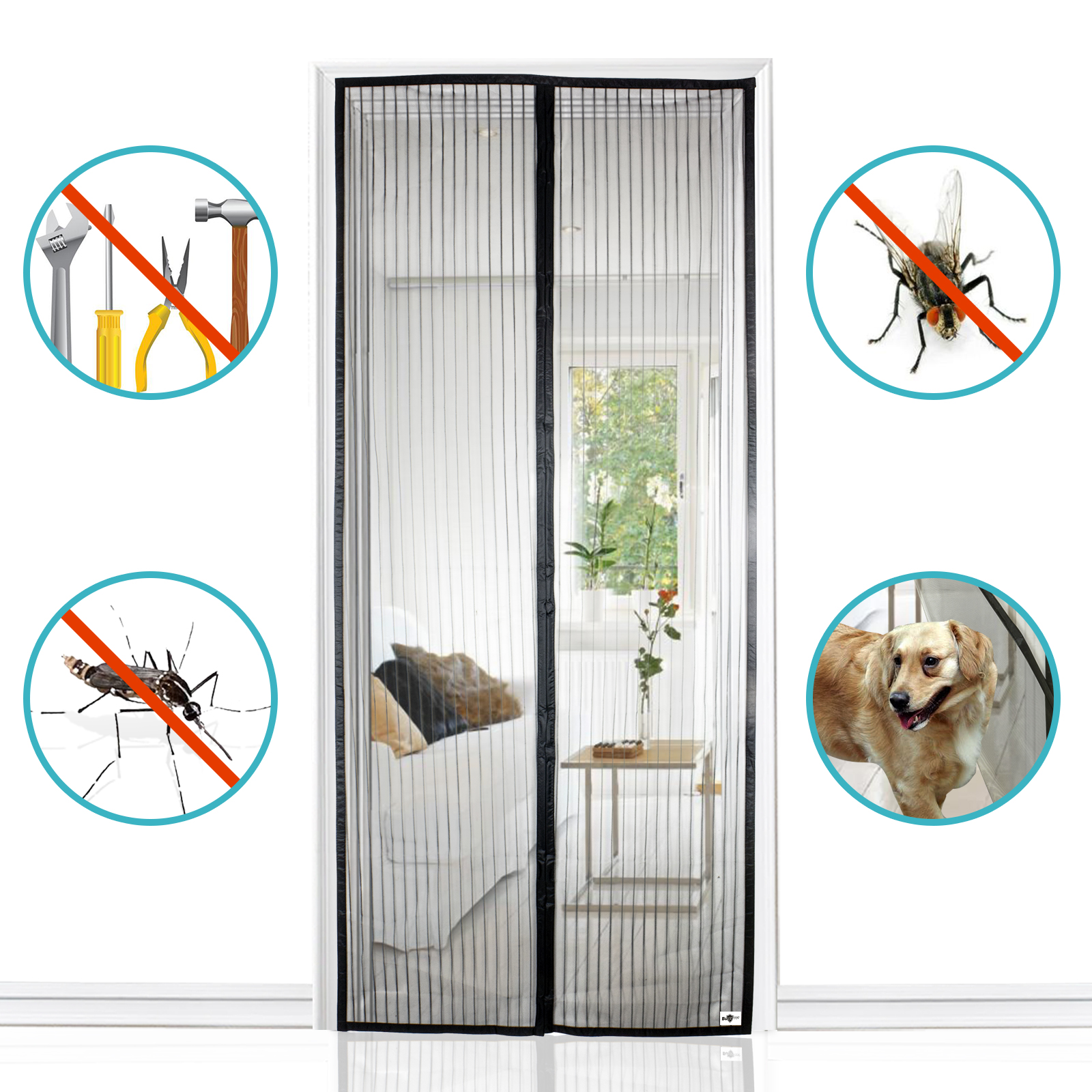 120 x 240CM Super Fine Mesh Fly Curtain Magnetic T Apalus Magnetic Screen Door 